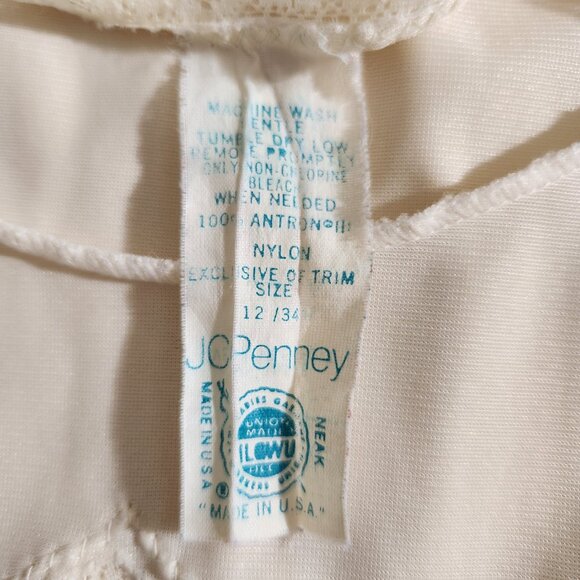 Vintage Union Made JC Penny Women's Size 12/34 Small Ivory Mid Length Slip Dress - Picture 14 of 14
